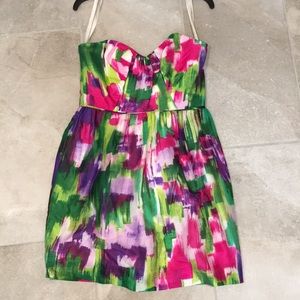 Shoshanna Brushstroke Print Strapless Mini Dress